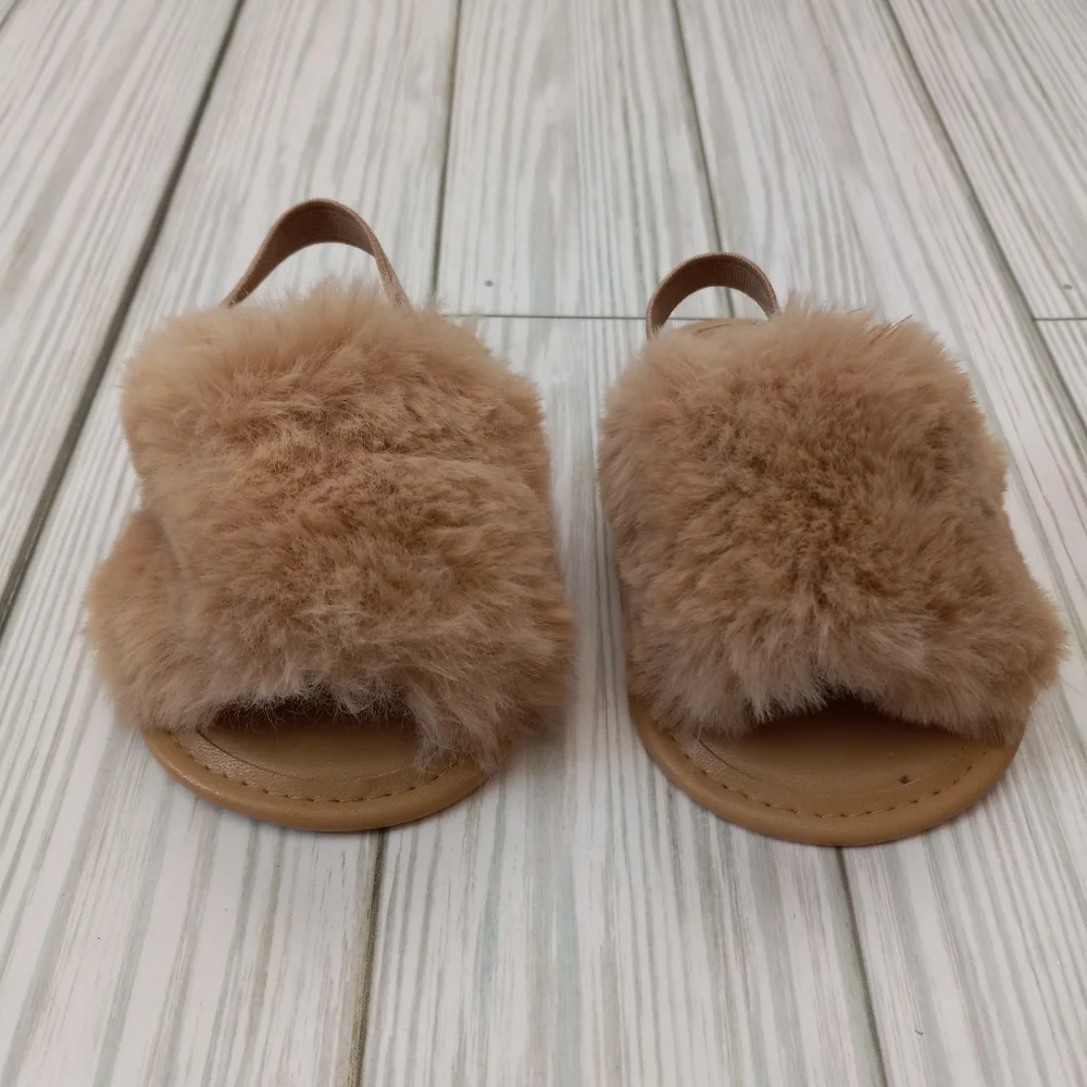 NEW 2 Pairs Faux Fur Embellished Baby Shoes